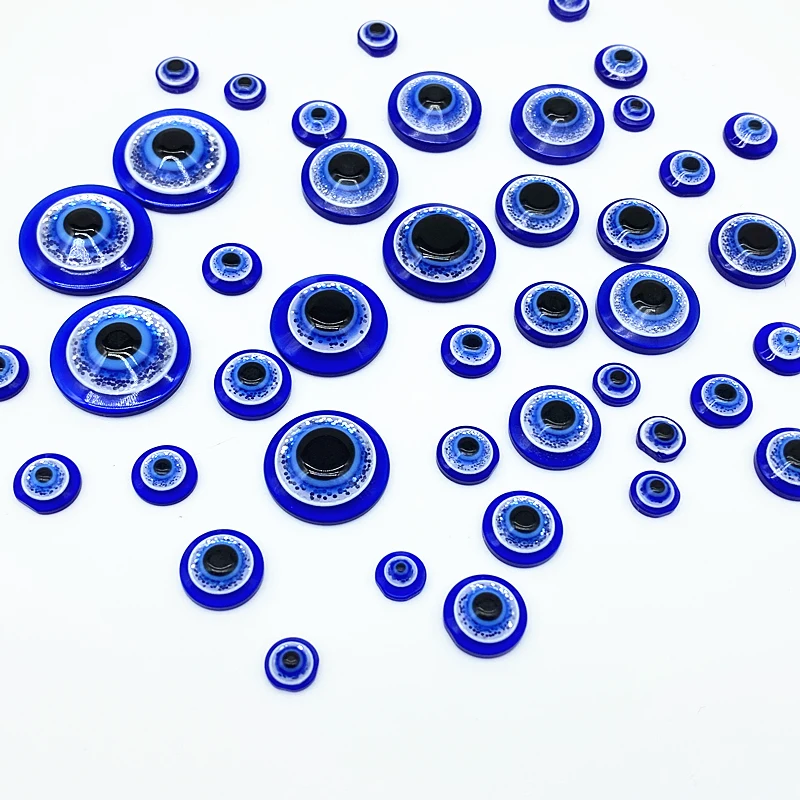 6-18mm Blue Half Round Shape Spacer Beads Evil Eye Beads Resin Flat Back Beads For Jewelry Making