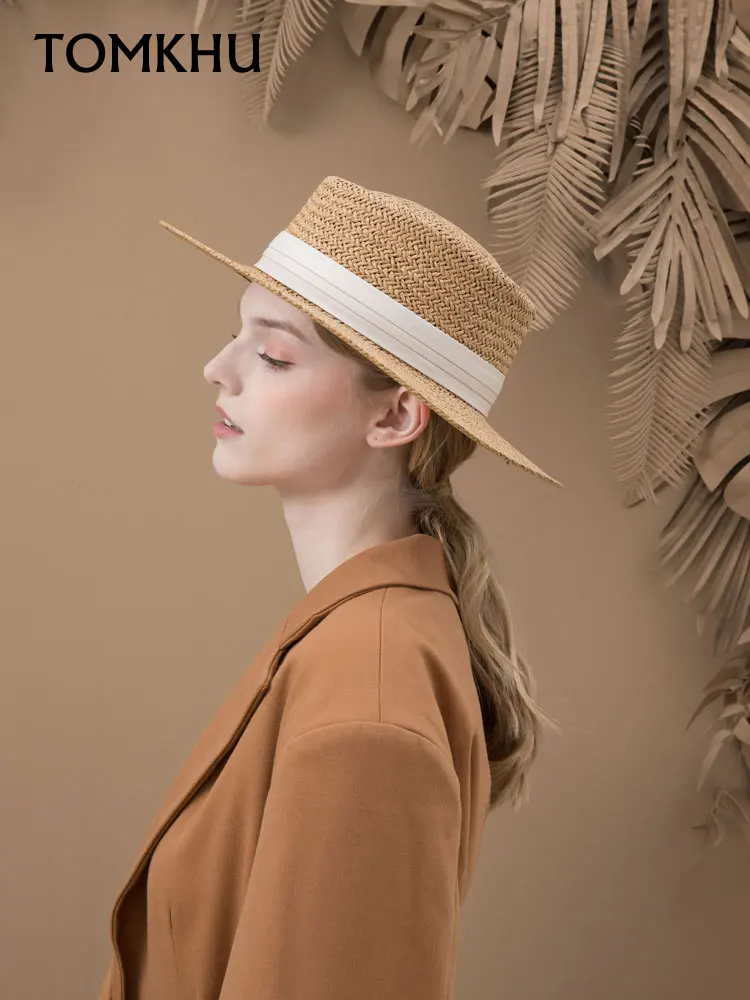 New Casual Handmade Straw Beach Hat For Women Summer Holiday Panama Cap 2020 New Fashion Concave Flat Sun Protection Visor Hat