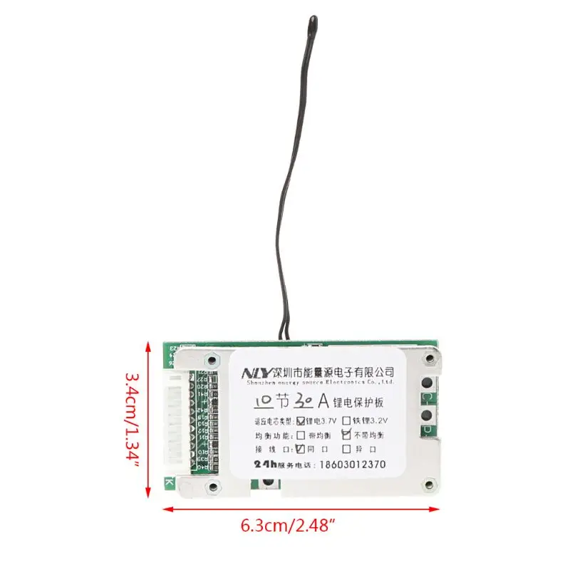 10S 36V 30A Battery Protection Board Li-ion Cell 18650 Battery Protection BMS PCB Board A0NC