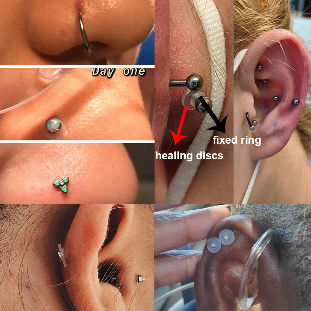 ZS 6-200 teile/los Silikon Piercing Heilung Scheiben Set Flexible Anti Hyperplasie Flache Klare Medizinische Silikon Disc 3/5/7/9 MM – Detail 1