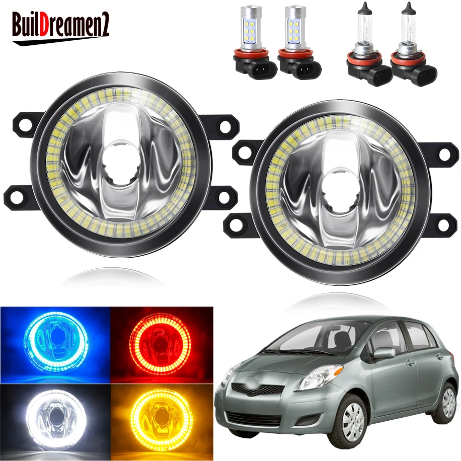 

Angel Eye Fog Light For Toyota Yaris Hatchback 2006-2014 Car Front Bumper Fog Light Assembly Halo Ring Daytime Running Lamp 12V