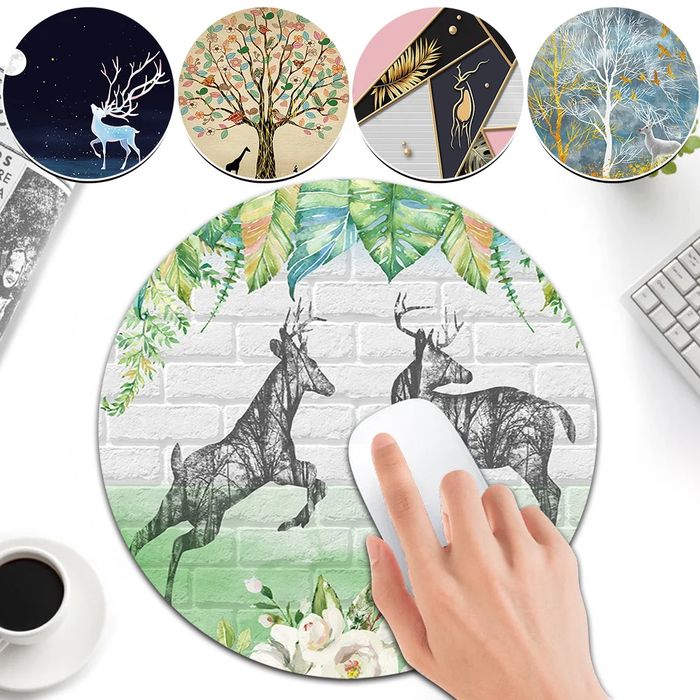 

22cm Round Super Cute Pattern Pad Pu Leather Pad for Office Laptop Gaming Computer Top Non-slip Mat Pads Waterproof Mousepad