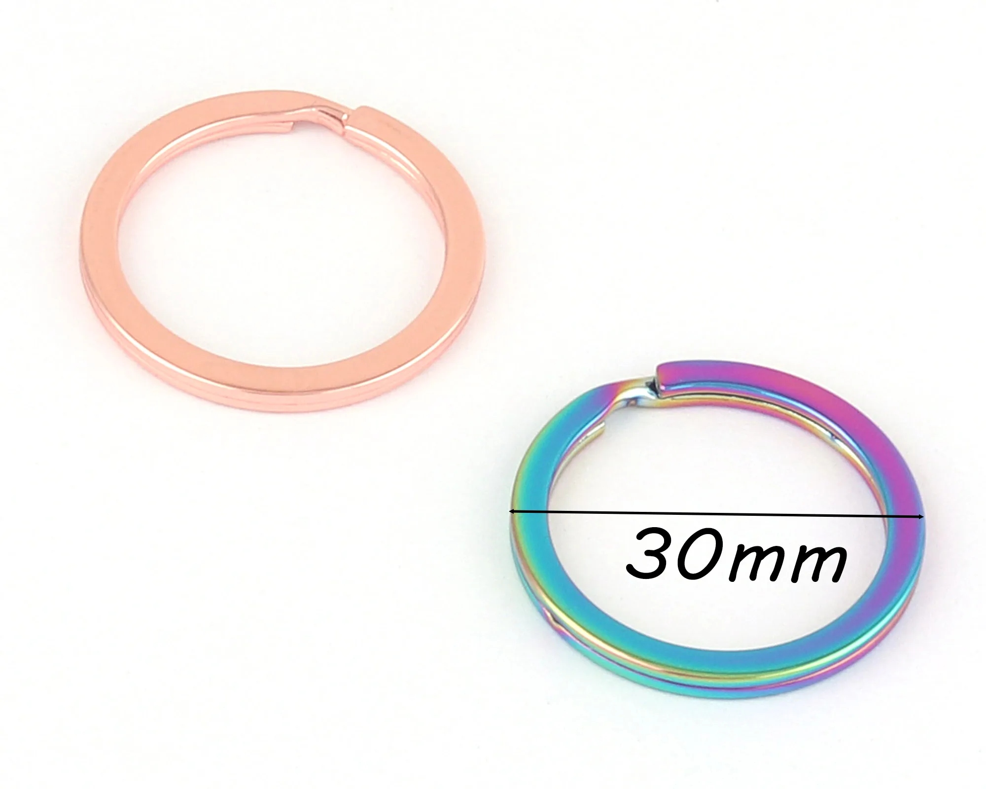 30mm Rainbow Double Split Jump Ring Round Clip Jewelry Ring ,Metal Keychain Clasp Purse Making Hardware Webbing  Key Ring 6Pcs