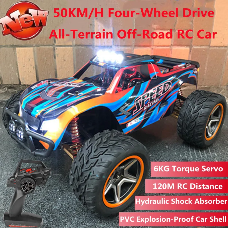 50KM/H High Speed All-Terrain Off-Road RC Car 1:10 Hydraulic Shock Absorber 120M 6KG Torque Steering RC Buggy Car Kids Toy Gift