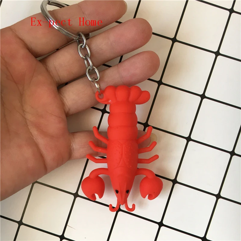 FREE SHIPPING BY DHL 500pcs/lot New Silicone Red Lobster Shaped Keychains Novelty Lobster Keyrings Gifts