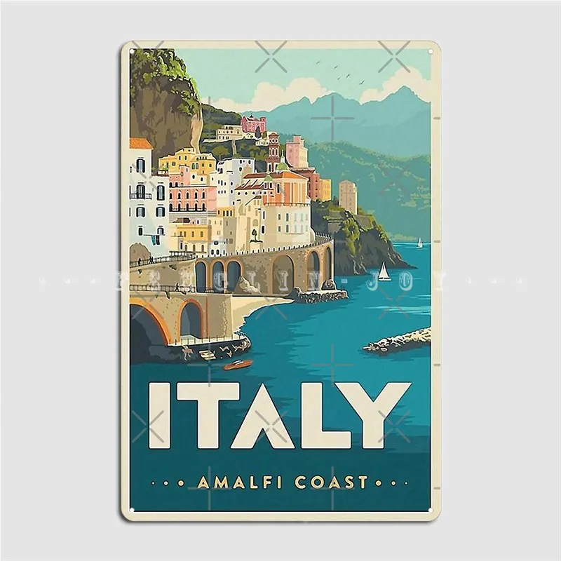 Amalfi Coasts Italy Metal Sign Wall Pub Home Painting Décor Custom Tin Sign Poster