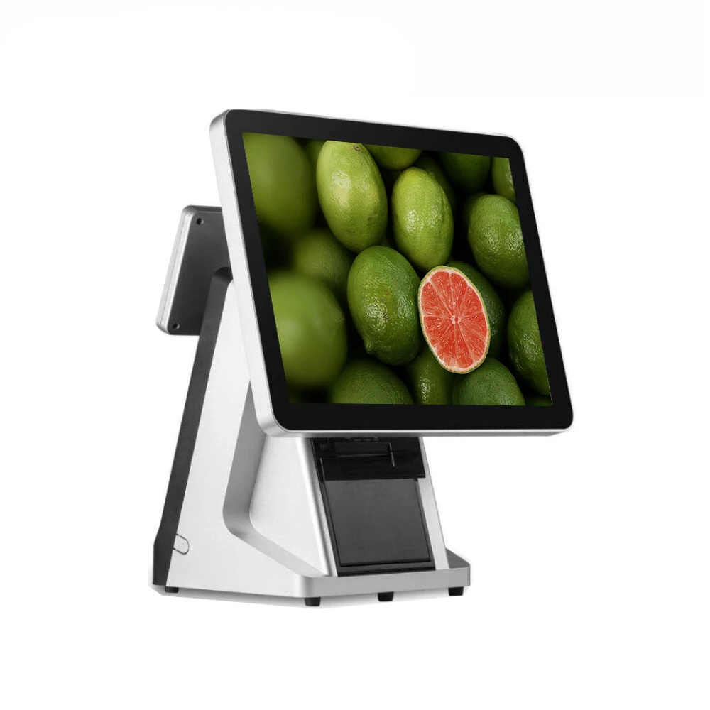 

Ture Flat panel 15 inch touch screen Point of sales 4G 64G pos system restaurant all in one pos with customer dispaly