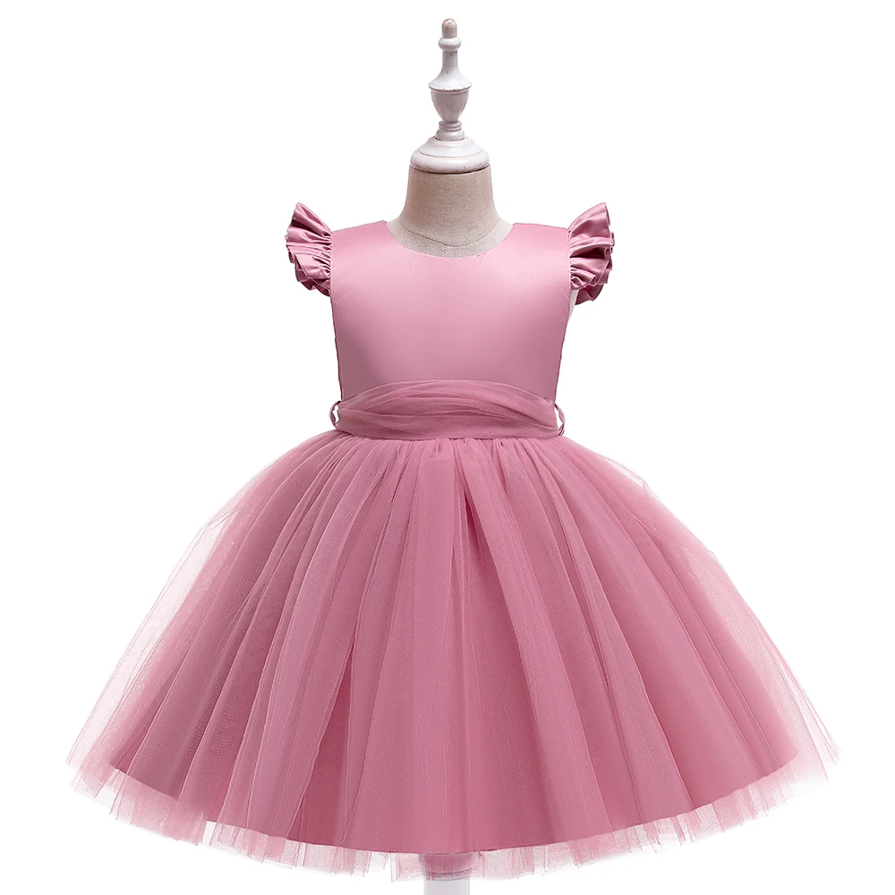 Girls Summer Dress Elegant Kids Dresses For Wedding Prom Gown Children Princess Costume Mesh Belt Girl Birthday Party Dress