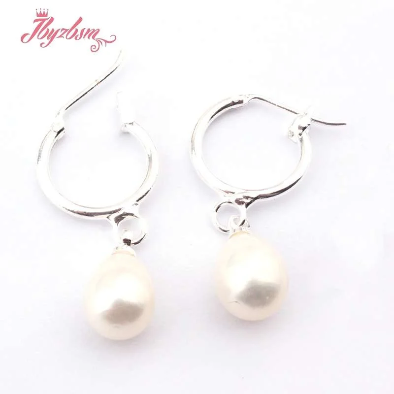 7x8-8-9mm Oval Genuine Freshwater Pearl Beads Natural Stone Beads Fashion Jewelry Earrings For Woman Christmas Gift 1 Pair