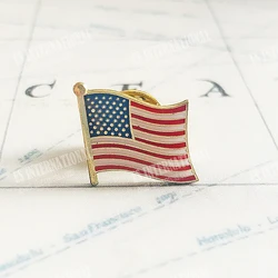 America USA National Flag Lapel Pins Crystal Epoxy Metal Enamel Badge Paint Brooch Souvenir Suit  Personality  Commemorative