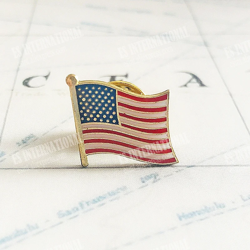 Ameryka USA flaga narodowa przypinki na klapę kryształowa epoksydowa metalowa emalia odznaka farba broszka pamiątkowy garnitur osobowość pamiątkowa