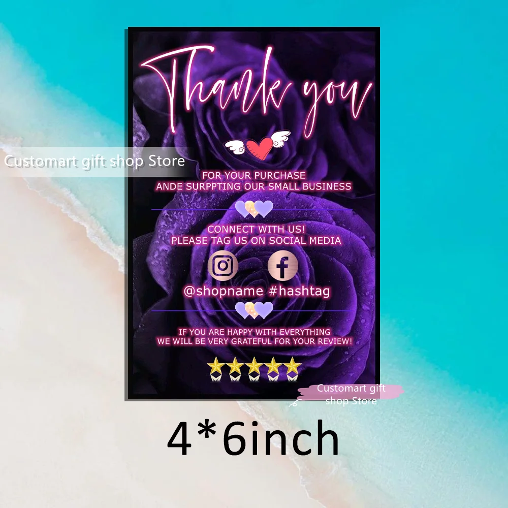 Custom Thank You Card for Packaging Business, Purple Pink Thank You Card, Colorful Small Business Insert Card