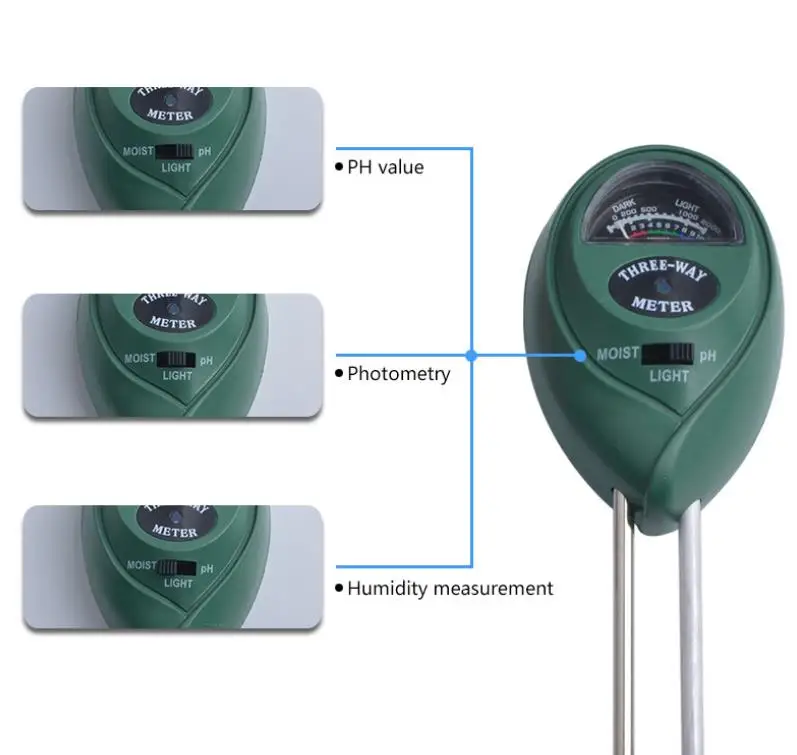 DHL 60pcs/lot new 3 in 1 Soil PH Meter and Moisture Sensor Meter Tester for Outdoor & Indoor Plants Gardens & Grass Lawn SN3541