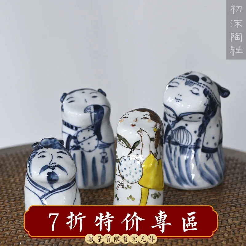 ★Mo pottery society Jingdezhen hand painted porcelain Ladies Home tea ceremony tea table tea pet ornaments tea jewelry