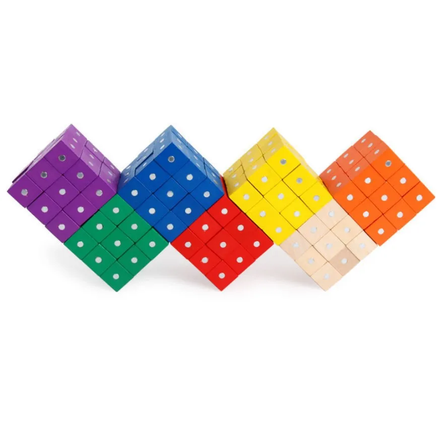 Montessori zabawki magnetyczne 2*2*2cm kostka sześcienna Rainbow bloki magnetyczne drewniane zabawki dla dzieci budowanie bloki edukacyjne