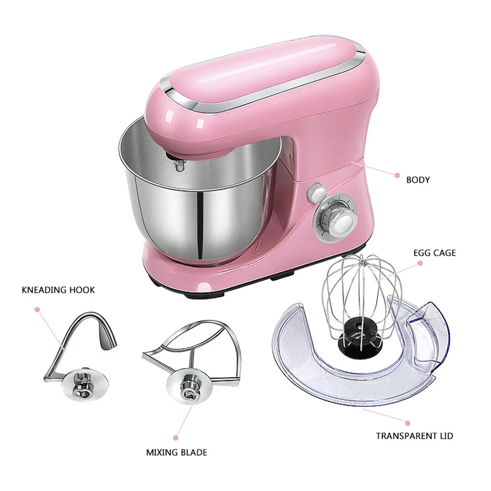 

Household Small Kneading Chef Machine Baking Desktop Electric Whisk Commercial Whisk Cream Milk Cap Stainless Steel 220V 1000W