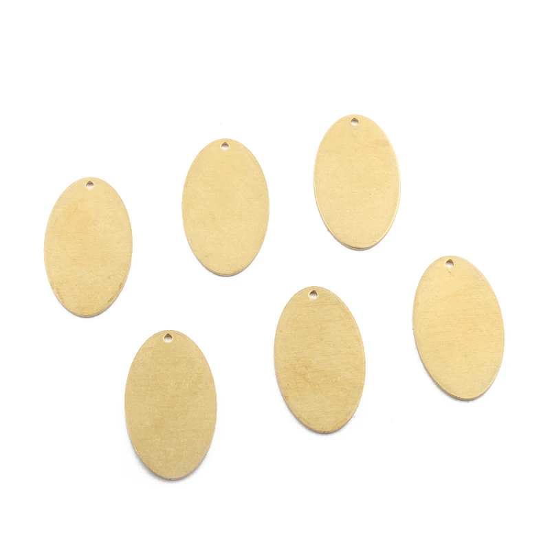 20pcs Raw Brass Oval Stamping Engraving Charms Pendant Blank Tag For DIY Earrings Bracelet Jewelry Findings Making