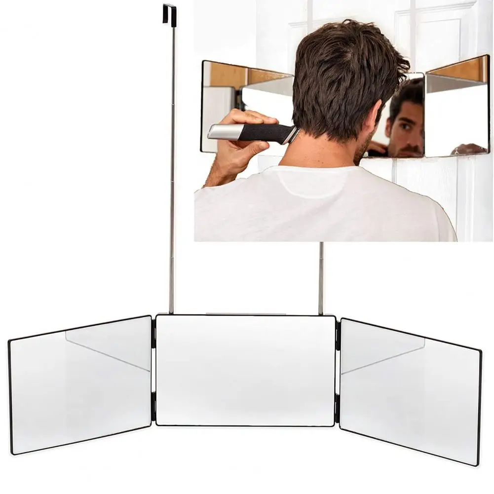 360-degree 1 Pc 3-Way Mirror Viewing Angle Practicing Foldable Travel Makeup Mirrors Styling DIY Haircut Tools