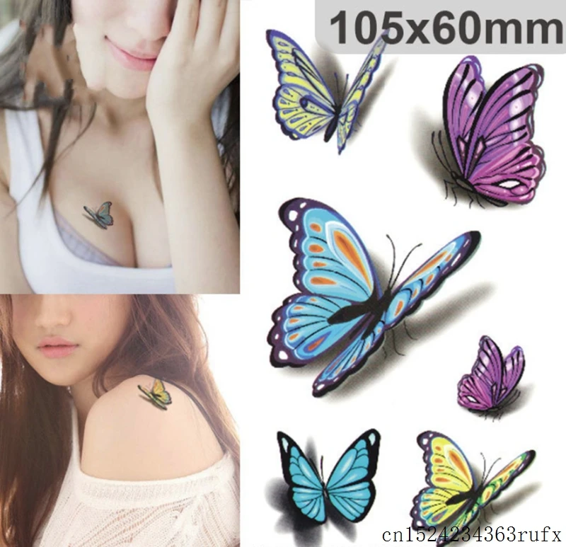 1000pcs Temporary Tattoos Stickers Waterproof 3D Bowknot Tattoos Stickers 3D Butterfly Stickers