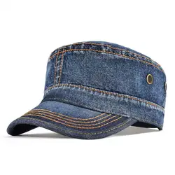 VOBOOM Denim Army Cap uomo berretto da Baseball in cotone lavato Design autunno cappello moda copricapo Flat Top cappelli con visiera regolabili