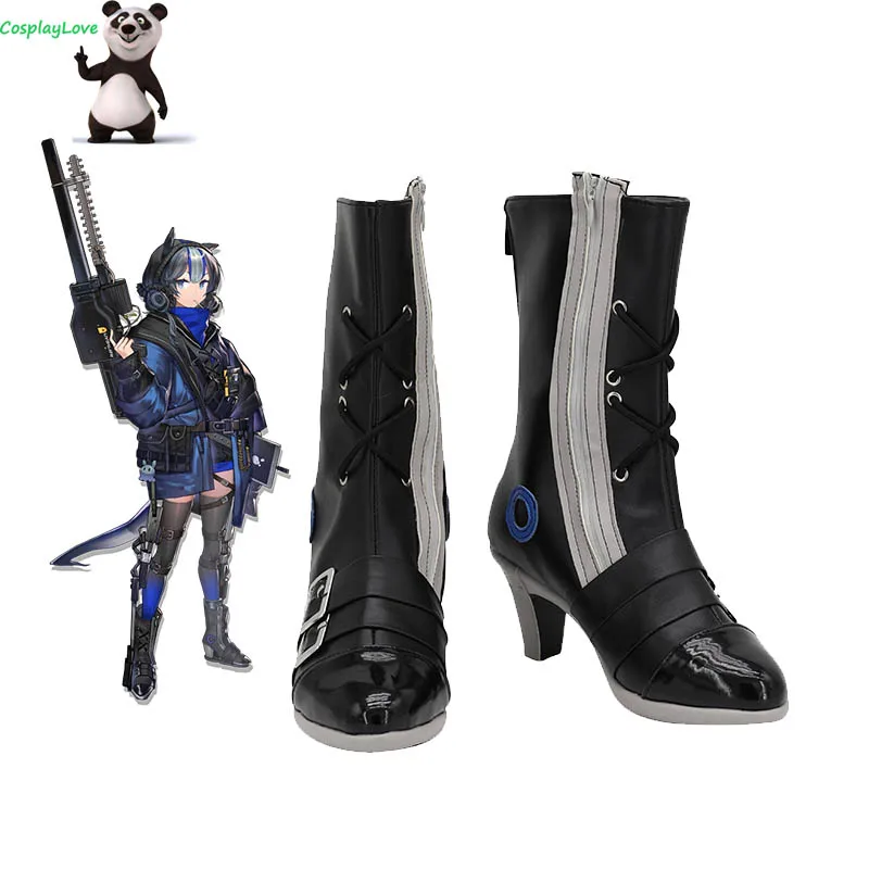 

Arknights Glaucus Black Shoes Cosplay Long Boots Leather Custom Made For Party Christmas Halloween