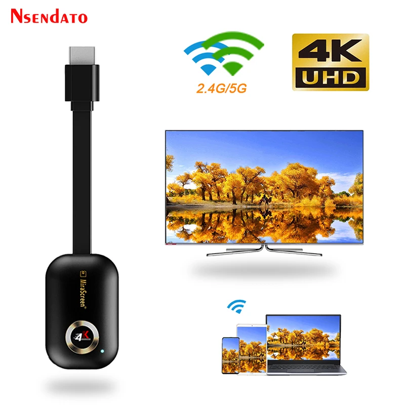 Mirascreen G9 Plus 2.4G/5G 4K Bezprzewodowy Adapter Wifi H.265 HD do Wyświetlania Obrazu Miracast Airplay DLNA TV Stick dla Androida IOS na TV