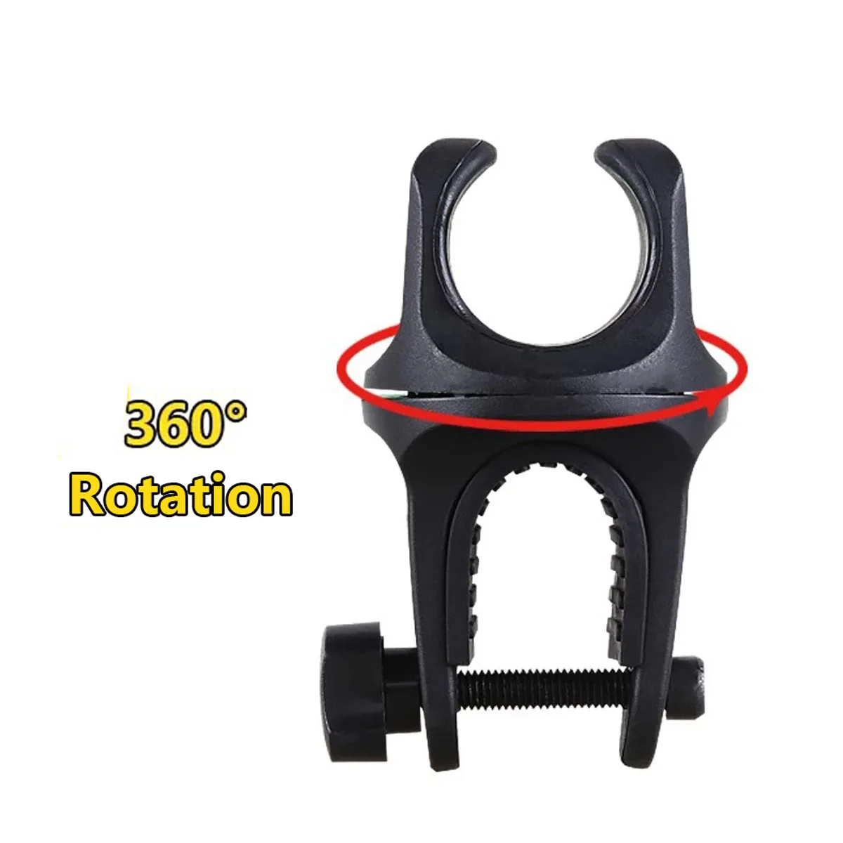 360 Swivel Bicycle Bike Cycle Front Mount LED Headlight Holder Clip Rubber for 20-26mm Diameter Flashlight