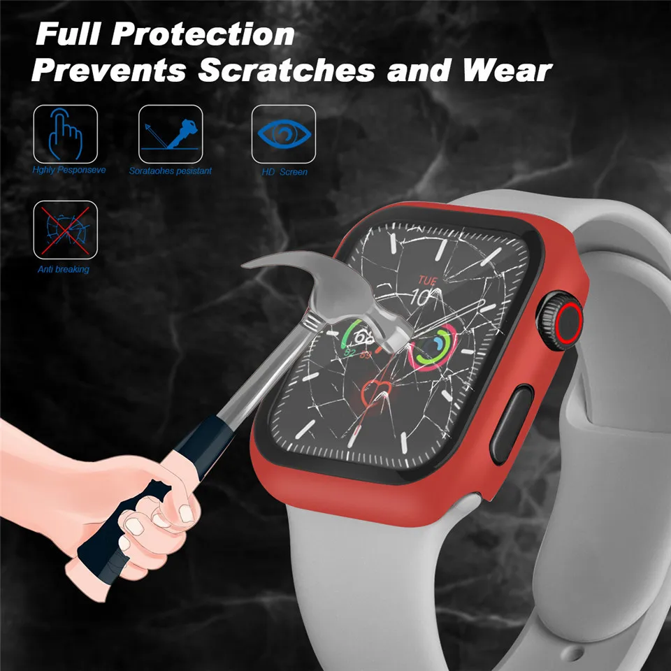 Protector de pantalla de vidrio templado 3D para Apple Watch Series 7 6 5 4 3 2 Se 9H, película protectora a prueba de golpes para Iwatch 38 40 42 44mm