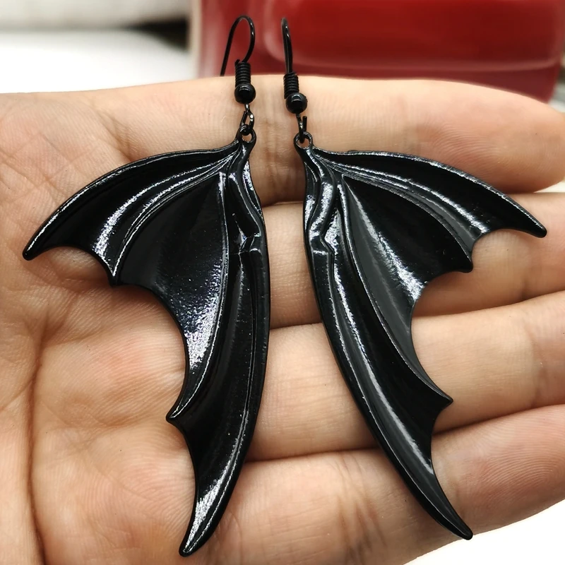 New Black Bat Wing Earrings,Neo Victorian Gothic Earrings, Large Vampire Wing Earrings,gift for Bat Lover,dark Style,Vampire Bat