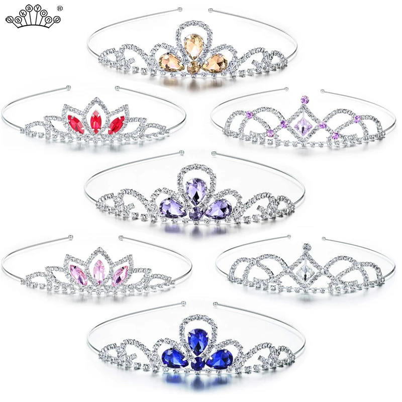 7piece/lot Princess Crystal Tiaras and Crowns for Women Girl Headband Kid Girls Bridal Prom Crown Wedding Party Accessiories