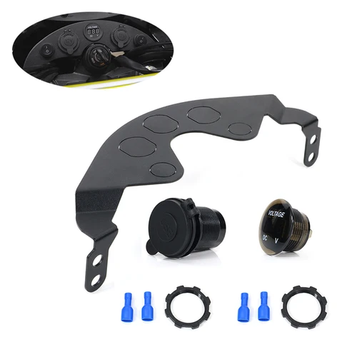 Imagen 1 del producto Panel de tablero inferior para motocicleta, accesorio para Kawasaki KLR650 2008-2018 KLR 650, enchufe doble USB, resistente al agua, voltímetro de 12V