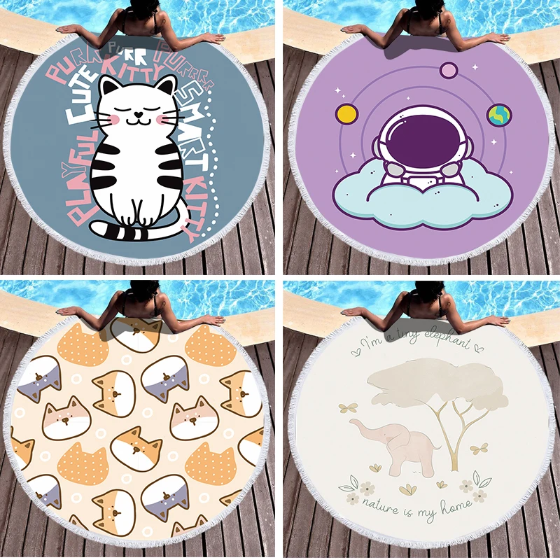 

1 Pcs Cat Pattern Animal Print Beach Towel Microfiber Digital Print Swimming Pool Beach Towel Toalla Blanket Shower Beach Towel