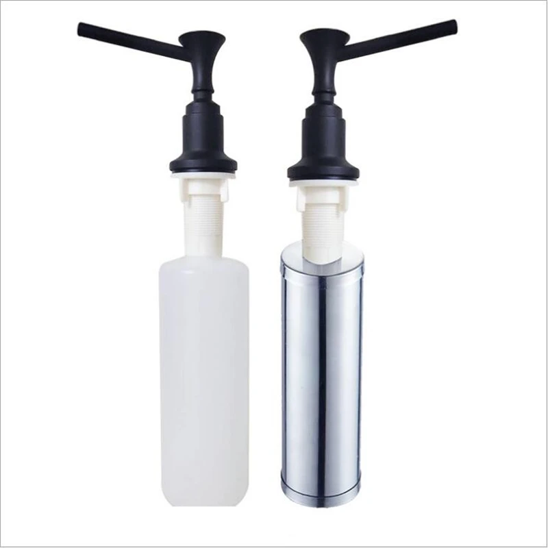 Black/Chrome Brass Liquid Soap Dispenser Built-In Hand Press Kitchen Sink Dish Wash Pump Accessory