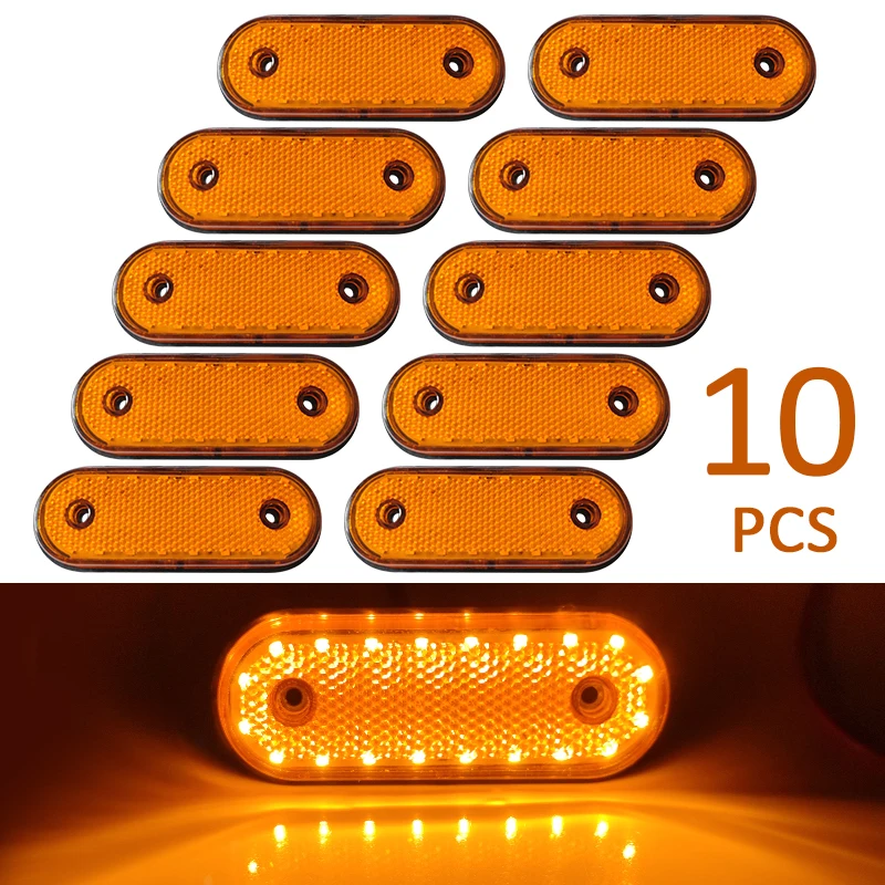 10x 20LED Amber Side Marker light 24V LED Rear Clearance Lamp Caravan Tail Lights for Truck RV Trailer Lorry Pickup Boats