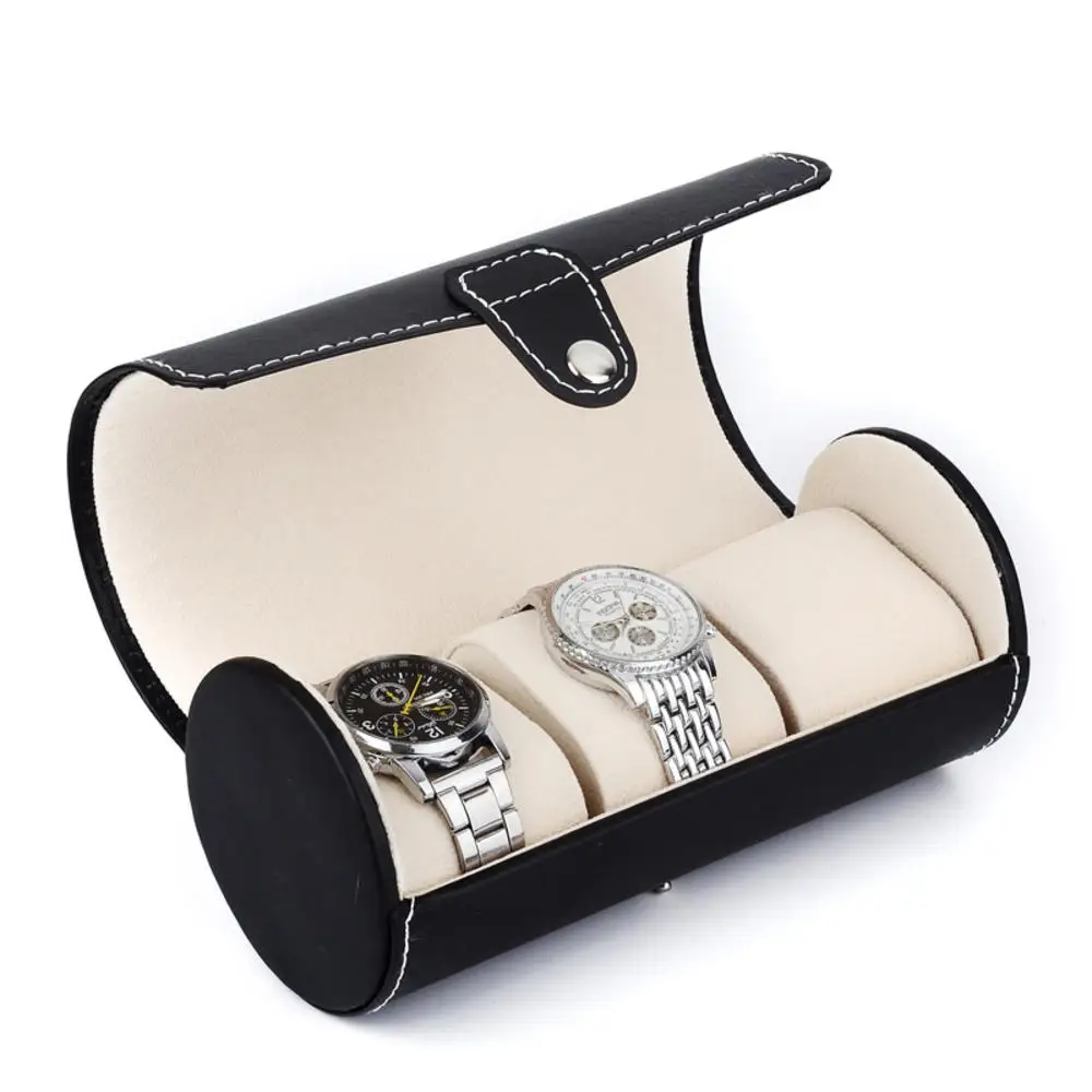 3 Slots Watch Roll Travel Case Chic Portable Vintage Leather Display Watch Storage Box with Watch Organizers Men Gift