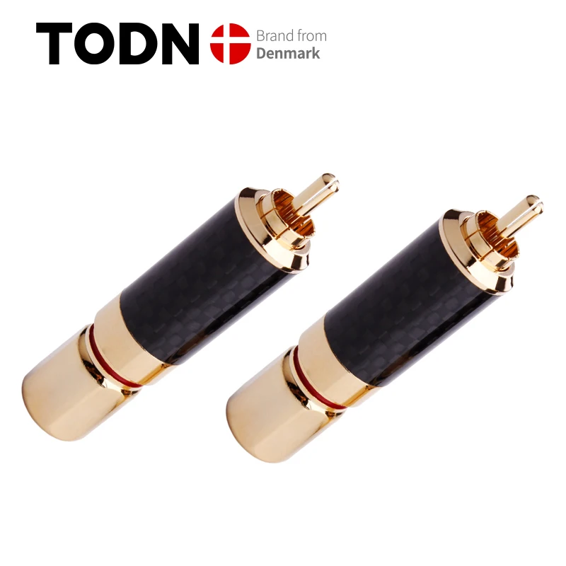 4 PCS HIFI RCA Plug High Quality Carbon Fiber 24k Gold-plated RCA Connectors