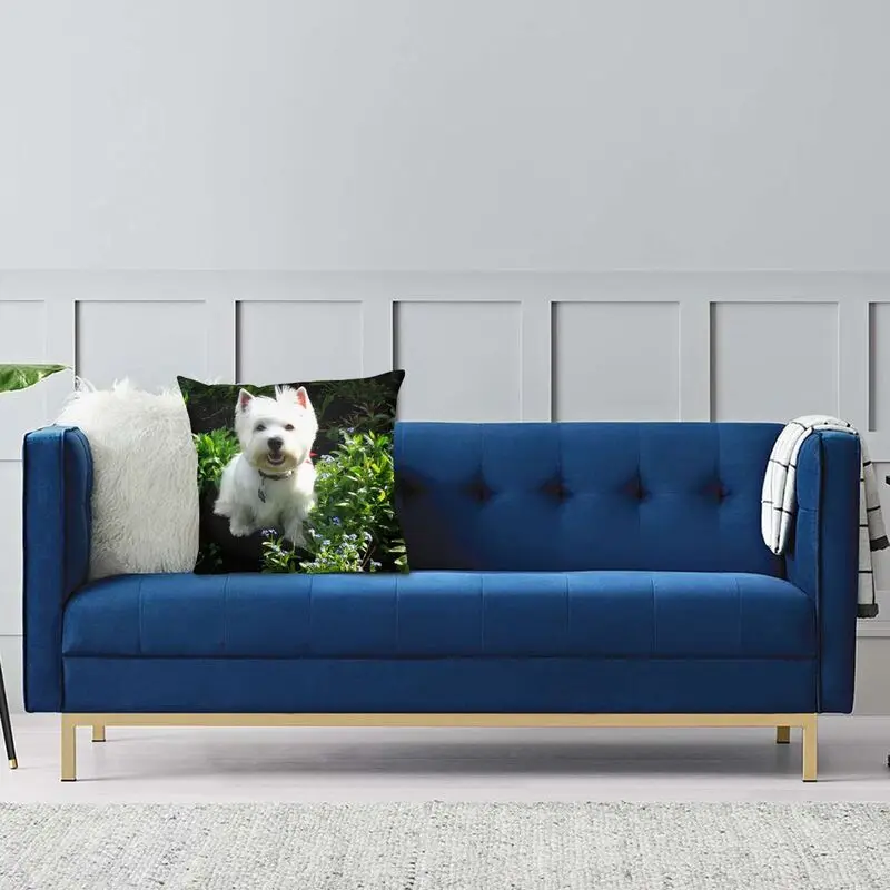 웨스트 하이랜드 화이트 테리어 쿠션 커버 45x45cm Westie Dog 부드러운 현대 던지기 베개 케이스 홈 인테리어