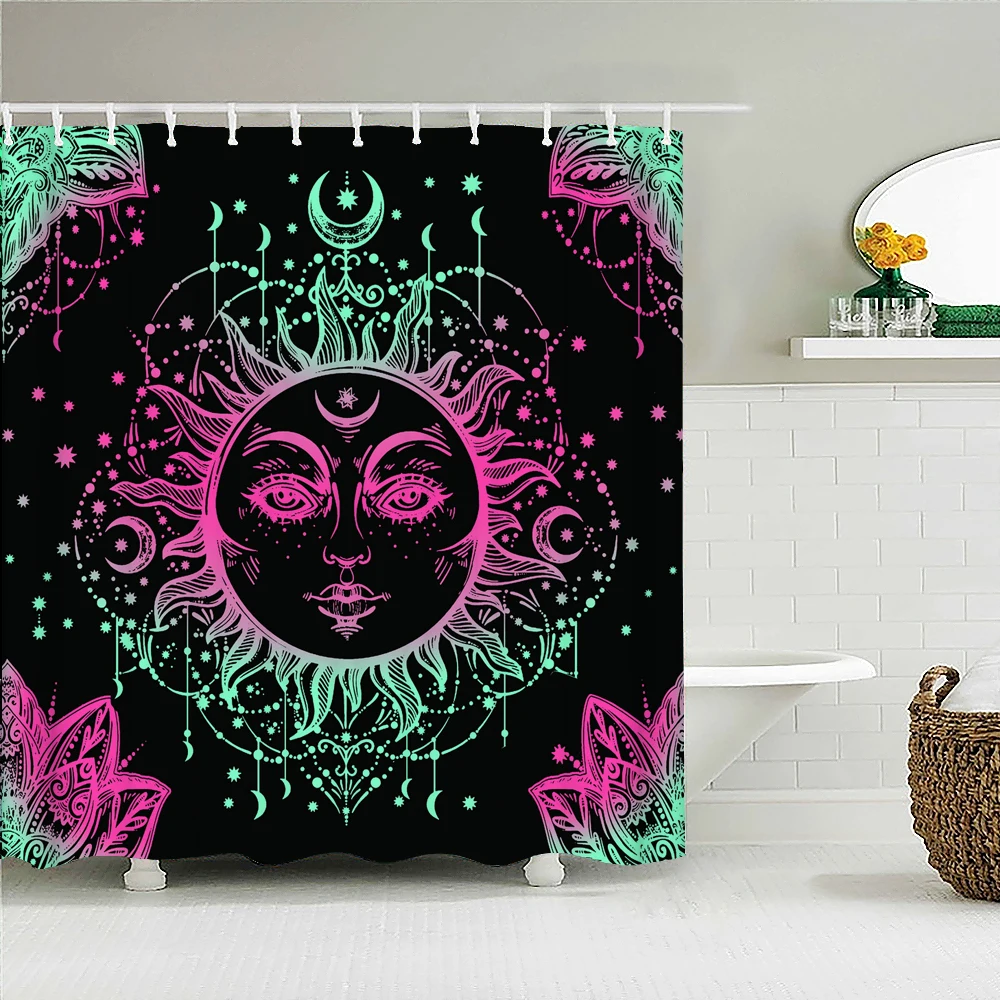 Waterproof Shower Curtain For Bathroom Indian Mandala Print Bathtub Curtains Polyester Wall Hanging Geometric Bathroom Curtain