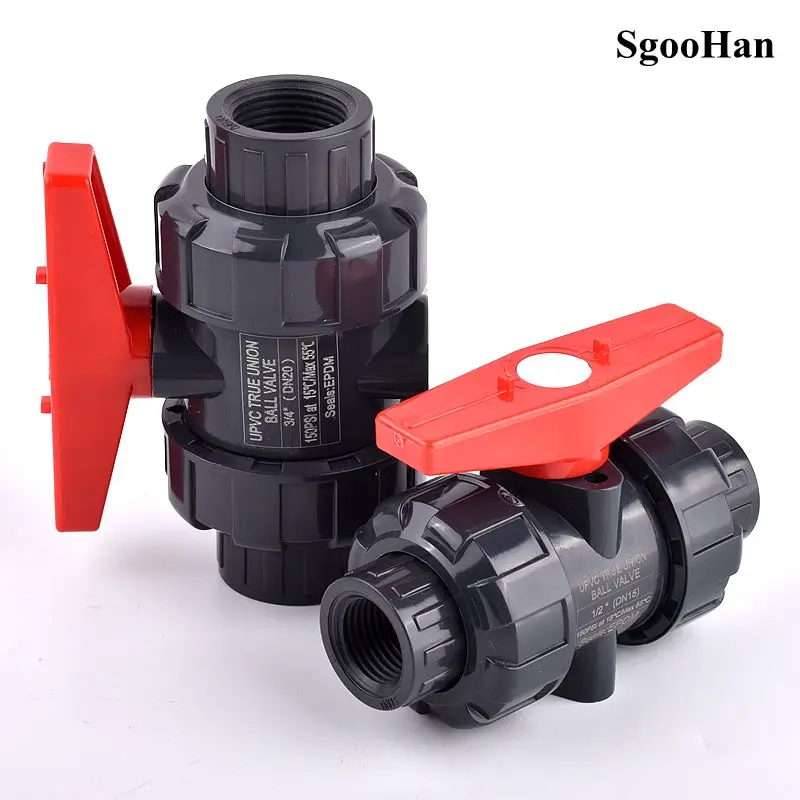 1/2″~2″ Inch UPVC Double Female Thread Union Ball Valve Aquarium Fish Tank Water Tuber Adapter Garden Home Pipe Connectors