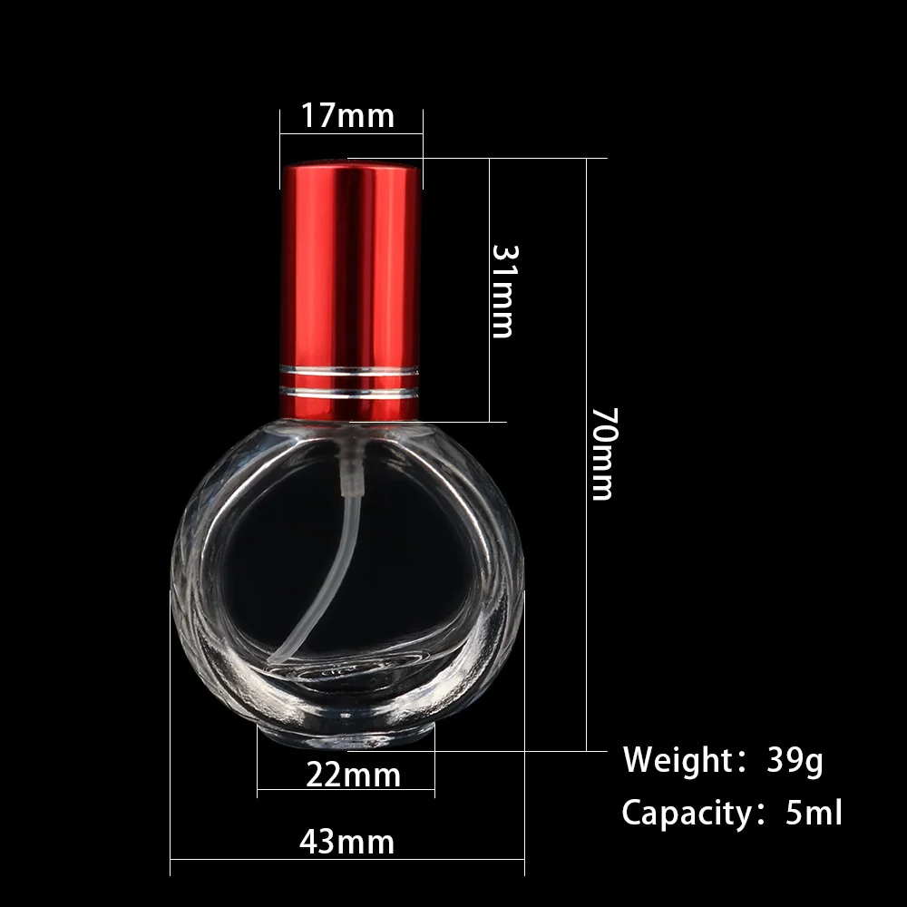 5ml Mini Spray Bottle Oblate Glass Refillable Perfume Bottle Transparent Empty Fragrance Bottles Atomizer Cosmetic Packaging