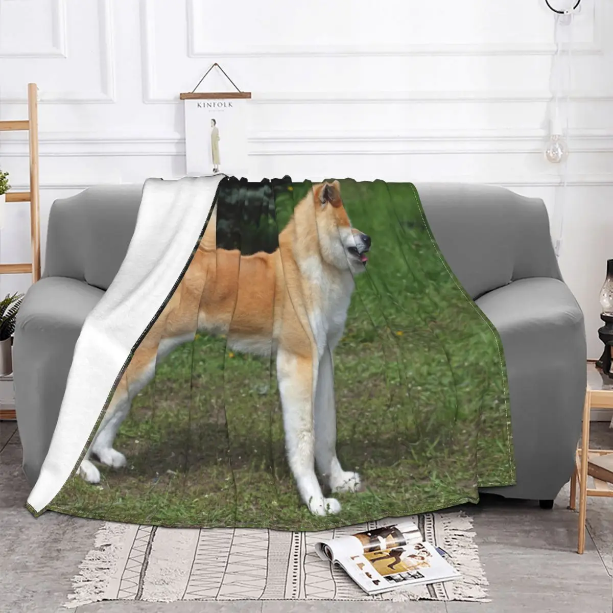 Akita Inu Dog Flannel Throw Blanket Gift for Animal Dogs Lover Blanket for Bedding Car Super Warm Plush Thin Quilt