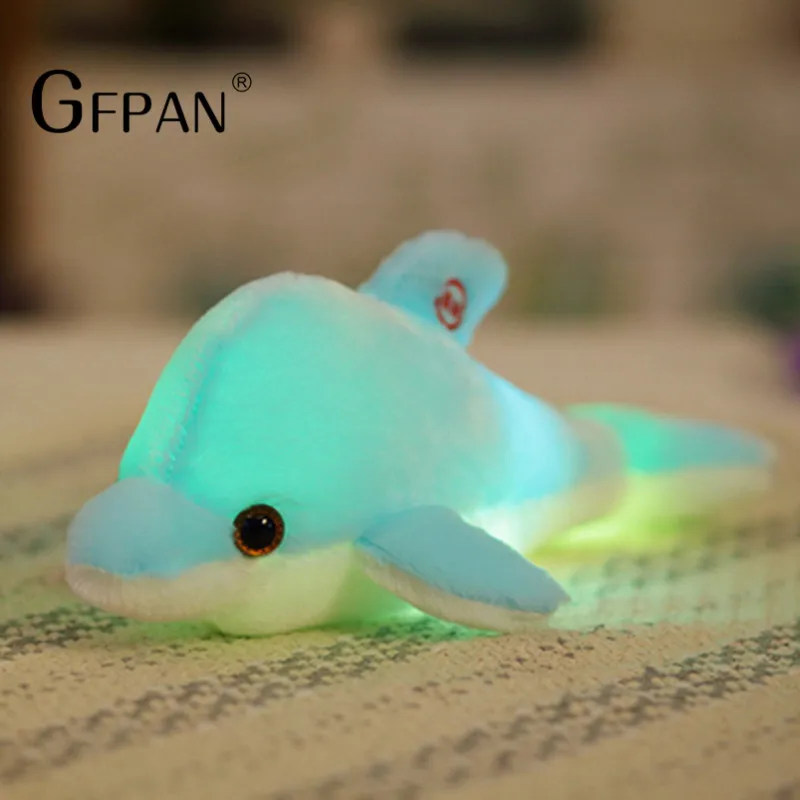 Hot 32cm Cute Creative Luminous Plush Toy Dolphin Doll Glowing LED Light Animal Toys Colorful Doll Pillow Children\'s Lovely Gift