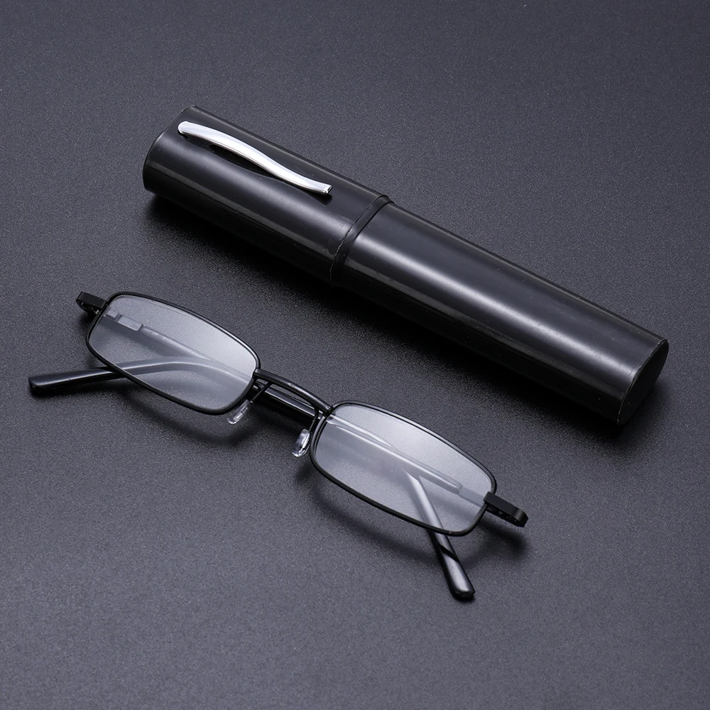 Slim Reading Glasses with Tube Case Portable Lightweight Readers Glasses for Men Women Mini Compact Anti-blue Light Eyewear