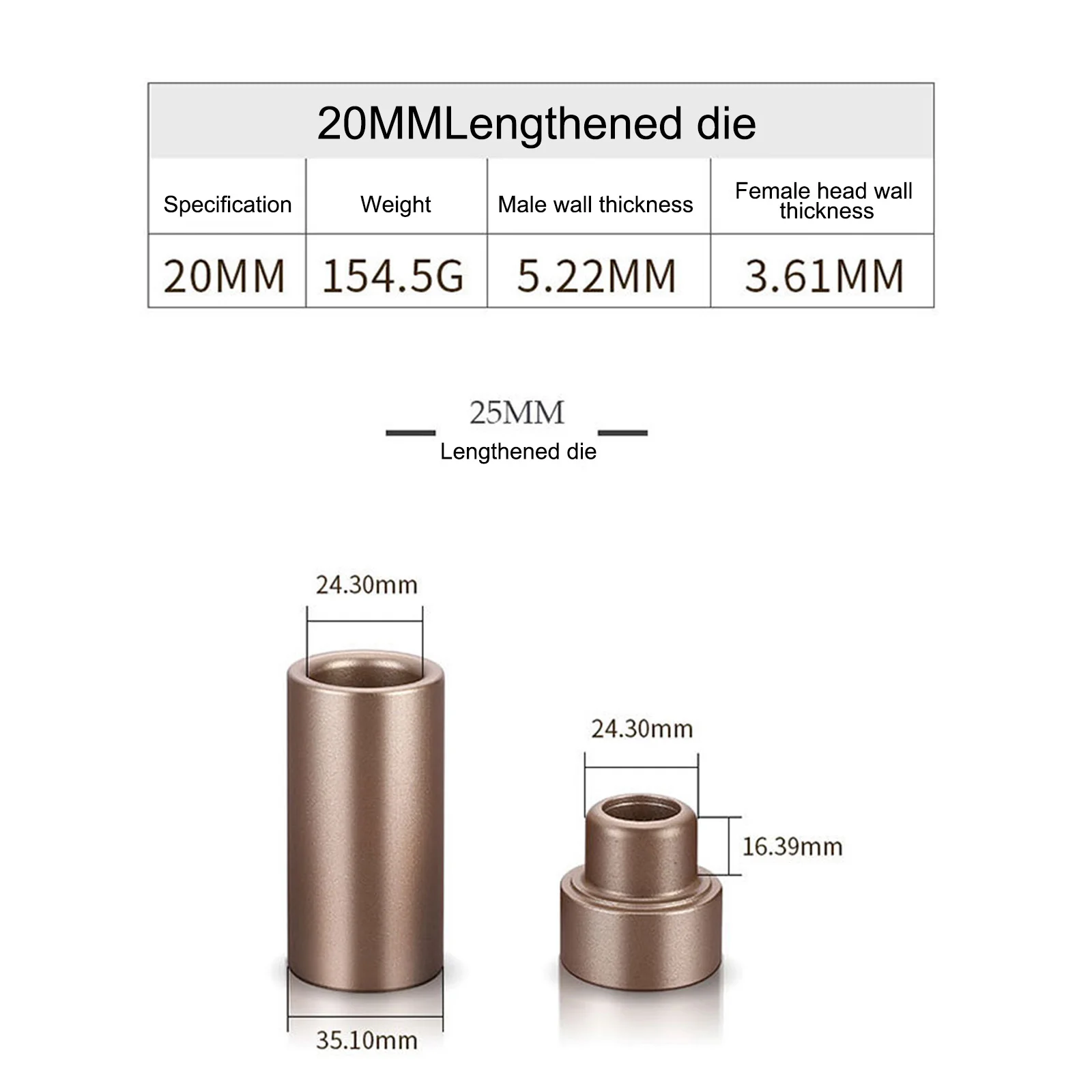 20/25/32mm PPR Hot Melt Die Fixer Head Lengthened Thickened Welding Machine Daikin Mold Tube Non-stick Hot Head Welding Parts