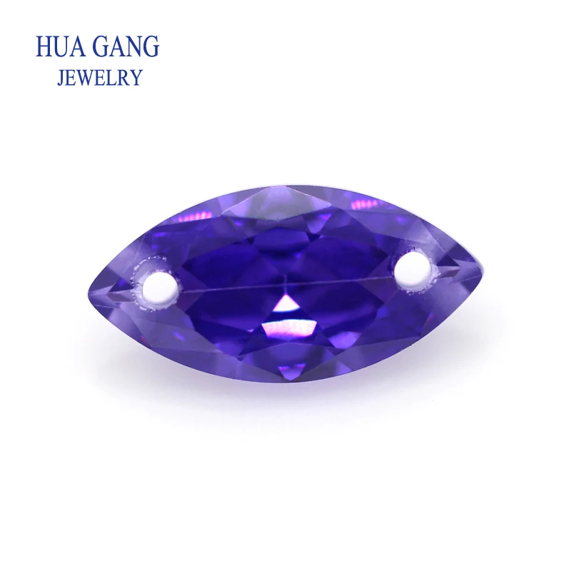 Loose CZ Stone Double Holes AAAAA Marquise Shape Violet Cubic Zirconia Stone For Jewerly Making Size 4X8-10x20mm High Quality