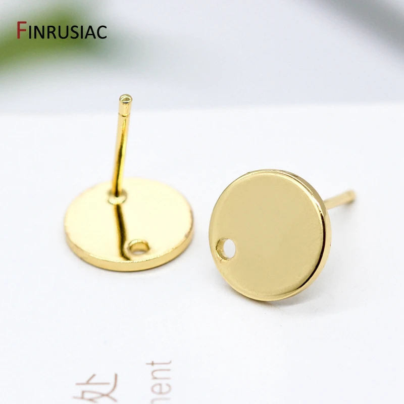 14k gold plated round stud earring findings accessories for diy make earrings jewellery wholesale oorbellen maken