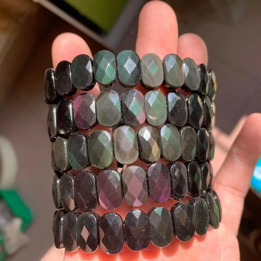 

AAA grade rainbow obsidian stone bracelet natural gemstone jewelry bangle for woman for gift wholesale !