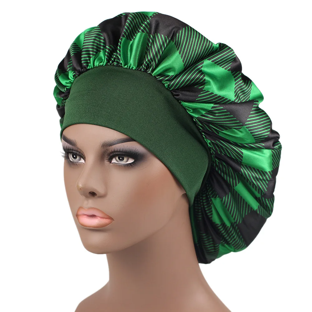 Extra Large Satin Bonnet Women Big Size Beauty Print Satin Silk Bonnet Sleep Night Cap Head Cover Bonnet Hat Wholesale