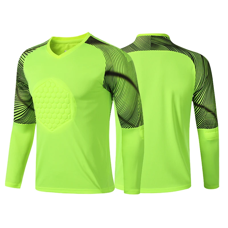 New Men\'s Adult Soccer Goalkeeper Uniform Protective Sponge long Sleeve Training Football Goalkeeper Soccer Jersey Top and Pants