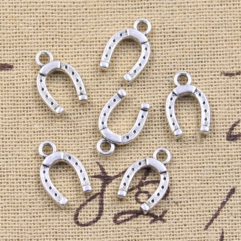 30pcs Charms Lucky Horseshoe Good Luck Talisman 14x9mm Antique Silver Color Pendants Making DIY Handmade Tibetan Finding Jewelry